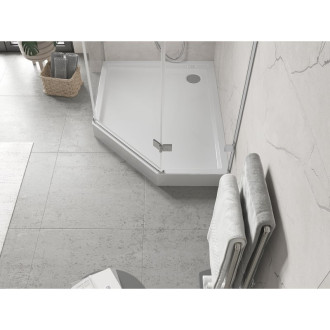 Mexen Flow+ ľavá päťuholníková sprchová vanička 90 x 80 cm, biely lesk - 46P108090LH