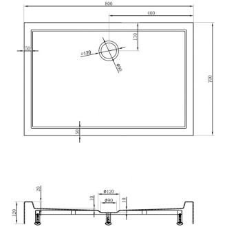 Mexen Flow+ obdĺžniková sprchová vanička 80 x 70 cm, biely lesk - 46R107080H