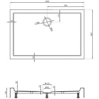 Mexen Flow+ obdĺžniková sprchová vanička 100 x 80 cm, biely lesk - 46R108010H
