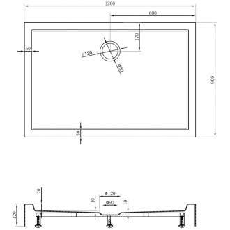 Mexen Flow+ obdĺžniková sprchová vanička 120 x 90 cm, biely lesk - 46R109012H