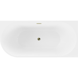 Voľne stojaca rohová vaňa Mexen Mia pravá 140 x 75 cm, biela, zlatý prepad - 52691407500P-50
