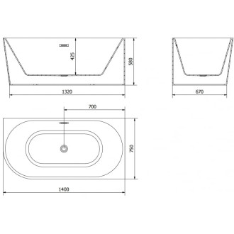 Voľne stojaca rohová vaňa Mexen Mia pravá 140 x 75 cm, biela, čierny prepad - 52691407500P-70