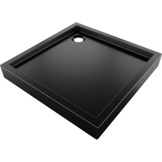 Mexen Flow+ štvorcová sprchová vanička 80 x 80 cm, matná čierna - 46S708080H