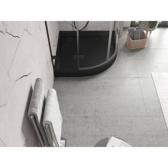 Mexen Flow+ polkruhová sprchová vanička 80 x 80 cm, matná čierna - 46Q708080H