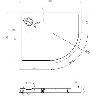 Mexen Flow+ polkruhová asymetrická ľavá sprchová vanička 100 x 80 cm, matná čierna - 46Q708010LH