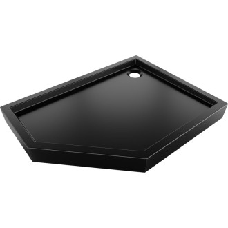 Mexen Flow+ pravá päťuholníková sprchová vanička 100 x 80 cm, matná čierna - 46P708010RH