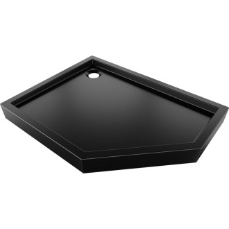Mexen Flow+ ľavá päťuholníková sprchová vanička 100 x 90 cm, matná čierna - 46P709010LH