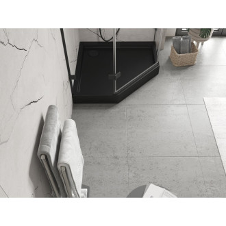 Mexen Flow+ päťuholníková sprchová vanička 100 x 100 cm, matná čierna - 46P701010H