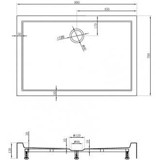 Mexen Flow+ obdĺžniková sprchová vanička 90 x 70 cm, matná čierna - 46R707090H