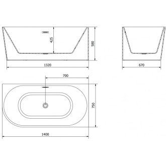 Voľne stojaca rohová vaňa Mexen Mia pravá 140 x 75 cm, biela / čierna, biely prepad - 52691407575P-20