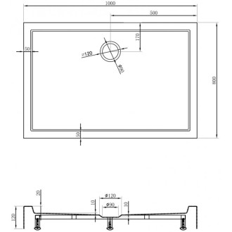 Mexen Flow+ obdĺžniková sprchová vanička 100 x 80 cm, matná čierna - 46R708010H