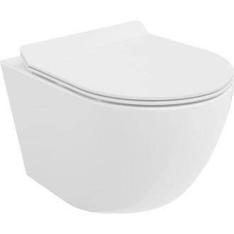 WC misa Mexen Lena Rimless Tornado s úzkym sedadlom s tlmeným dovieraním, duroplast, lesklá biela - 30224000T