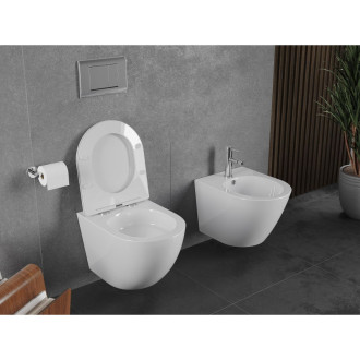 WC misa Mexen Lena Rimless Tornado s úzkym sedadlom s tlmeným dovieraním, duroplast, lesklá biela - 30220300T