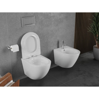 WC misa Mexen Lena Rimless Tornado s úzkym sedadlom s tlmeným dovieraním, duroplast, lesklá biela - 30220400T