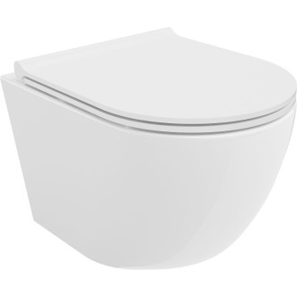WC misa Mexen Lena Rimless Tornado s úzkym sedadlom s tlmeným dovieraním, duroplast, lesklá biela - 30220500T