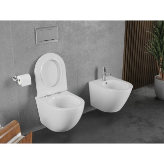 WC misa Mexen Lena Rimless Tornado s úzkym sedadlom s tlmeným dovieraním, duroplast, lesklá biela - 30220500T