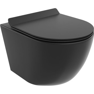 WC misa Mexen Lena Rimless Tornado s úzkym sedadlom s tlmeným dovieraním, duroplast, matná čierna - 30220185T