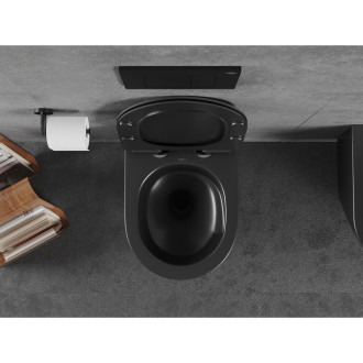 WC misa Mexen Lena Rimless Tornado s úzkym sedadlom s tlmeným dovieraním, duroplast, matná čierna - 30220185T