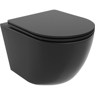 WC misa Mexen Lena Rimless Tornado s úzkym sedadlom s tlmeným dovieraním, duroplast, matná čierna - 30221085T