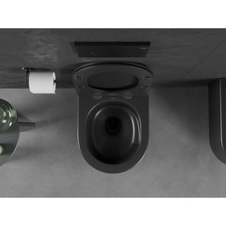 WC misa Mexen Sofia Rimless Tornado s úzkym sedadlom s tlmeným dovieraním, duroplast, matná čierna - 30541085T