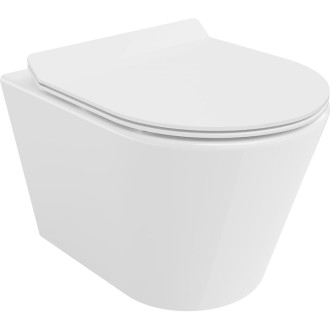 WC misa Mexen Rico Rimless Tornado s úzkym sedadlom s tlmeným dovieraním, duroplast, lesklá biela - 30720100T