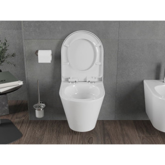 WC misa Mexen Rico Rimless Tornado s tlmeným dovieraním sedátka, tvrdá, duroplast, lesklá biela - 30720200T