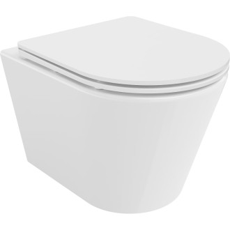 WC misa Mexen Rico Rimless Tornado s úzkym sedadlom s tlmeným dovieraním, duroplast, lesklá biela - 30720300T