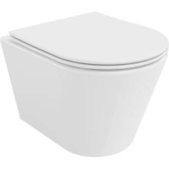 WC misa Mexen Rico Rimless Tornado s úzkym sedadlom s tlmeným dovieraním, duroplast, lesklá biela - 30720400T