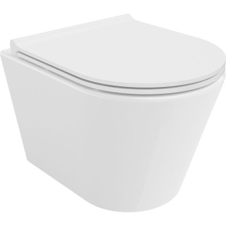 WC misa Mexen Rico Rimless Tornado s úzkym sedadlom s tlmeným dovieraním, duroplast, lesklá biela - 30720500T