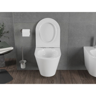 WC misa Mexen Rico Rimless Tornado s úzkym sedadlom s tlmeným dovieraním, duroplast, lesklá biela - 30720500T