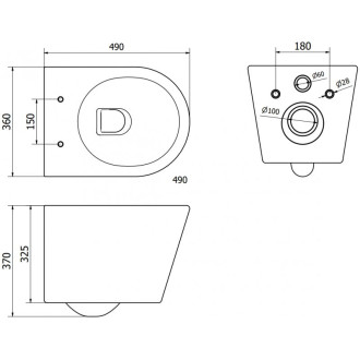 WC misa Mexen Rico Rimless Tornado s úzkym sedadlom s tlmeným dovieraním, duroplast, lesklá biela - 30720500T