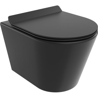 WC misa Mexen Rico Rimless Tornado s úzkym sedadlom s tlmeným dovieraním, duroplast, matná čierna - 30720185T