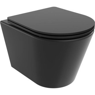 WC misa Mexen Rico Rimless Tornado s úzkym sedadlom s tlmeným dovieraním, duroplast, matná čierna - 30721085T