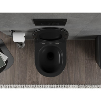WC misa Mexen Rico Rimless Tornado s úzkym sedadlom s tlmeným dovieraním, duroplast, matná čierna - 30721085T