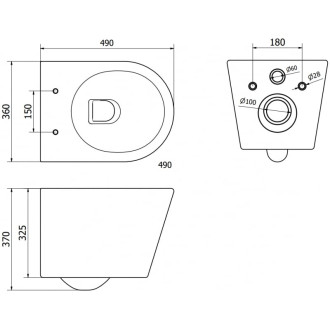 WC misa Mexen Rico Rimless Tornado s úzkym sedadlom s tlmeným dovieraním, duroplast, matná čierna - 30721085T