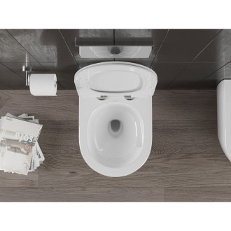 Záchodová misa Mexen Carmen Rimless Tornado s úzkym sedadlom s tlmeným dovieraním, duroplast, lesklá biela - 30880100T