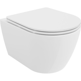 WC misa Mexen Carmen Rimless Tornado s úzkym sedadlom s tlmeným dovieraním, duroplast, lesklá biela - 30880300T