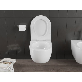 WC misa Mexen Carmen Rimless Tornado s úzkym sedadlom s tlmeným dovieraním, duroplast, lesklá biela - 30880500T