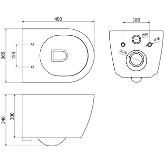 WC misa Mexen Carmen Rimless Tornado s úzkym sedadlom s tlmeným dovieraním, duroplast, lesklá biela - 30880500T