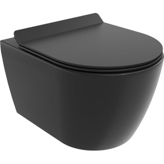 WC misa Mexen Carmen Rimless Tornado s úzkym sedadlom s tlmeným dovieraním, duroplast, matná čierna - 30880185T