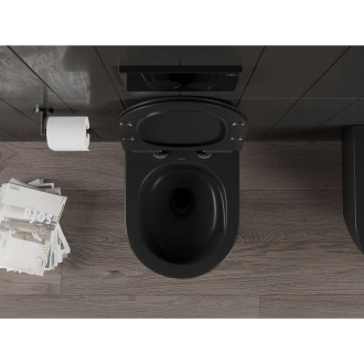 WC misa Mexen Carmen Rimless Tornado s úzkym sedadlom s tlmeným dovieraním, duroplast, matná čierna - 30880185T