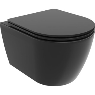 WC misa Mexen Carmen Rimless Tornado s úzkym sedadlom s tlmeným dovieraním, duroplast, matná čierna - 30881085T
