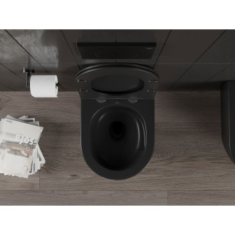 WC misa Mexen Carmen Rimless Tornado s úzkym sedadlom s tlmeným dovieraním, duroplast, matná čierna - 30881085T