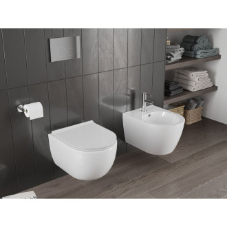 Mexen Carmen WC misa Rimless s úzkym sedadlom s tlmeným dovieraním, duroplast, lesklá biela - 30880500