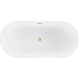 Voľne stojaca vaňa Mexen Luna 140 x 75 cm, biela/čierna, prepad kartáčovaný zlatý - 52031407575-55