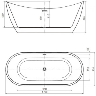 Voľne stojaca vaňa Mexen Lotos 170 x 75 cm, biela, prepad kartáčovaný nikel - 52051707700-97