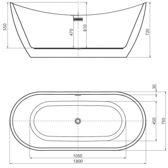 Voľne stojaca vaňa Mexen Lotos 180 x 75 cm, biela, prepad kartáčovaný nikel - 52051807700-97