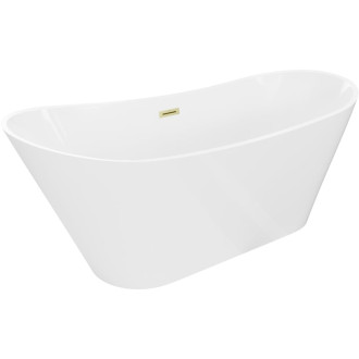 Voľne stojaca vaňa Mexen Dora 150 x 75 cm, biela, prepad kartáčovaný zlatý - 52071507500-55