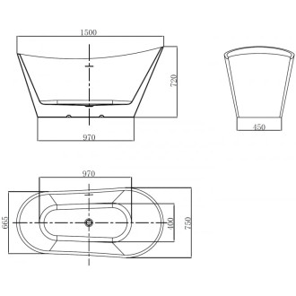 Voľne stojaca vaňa Mexen Dora 150 x 75 cm, biela, prepad kartáčovaný zlatý - 52071507500-55