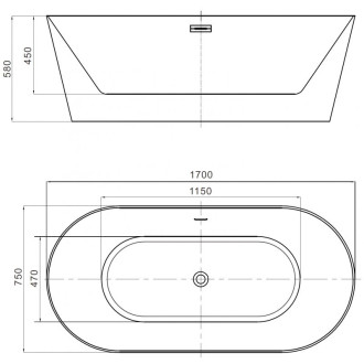Voľne stojaca vaňa Mexen Luna Slim 170 x 75 cm, biela, zlatý prepad - 52041707500-50